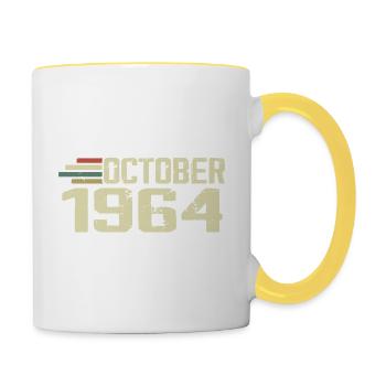 October 1964 - Geburtstag im Oktober 1964 - Tasse zweifarbig - Weiß/Gelb - Rechts