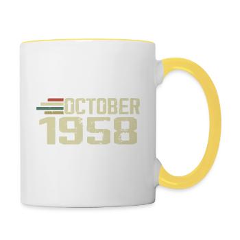 October 1958 - Geburtstag im Oktober 1958 - Tasse zweifarbig - Weiß/Gelb - Rechts