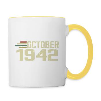 October 1942 - Geburtstag im Oktober 1942 - Tasse zweifarbig - Weiß/Gelb - Rechts