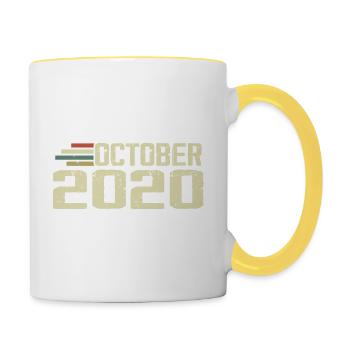 October 2020 - Geburtstag im Oktober 2020 - Tasse zweifarbig - Weiß/Gelb - Rechts