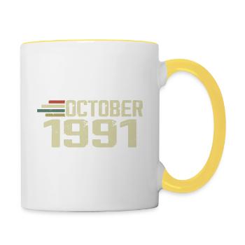 Octobre 1991 - Anniversaire en octobre 1991 - Mug contrasté - blanc/jaune - Droite