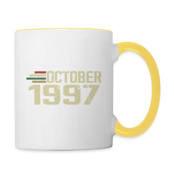 October 1997 - Geburtstag im Oktober 1997 - Tasse zweifarbig - Weiß/Gelb - Rechts