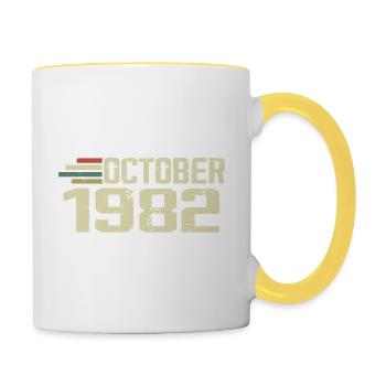 October 1982 - Geburtstag im Oktober 1982 - Tasse zweifarbig - Weiß/Gelb - Rechts