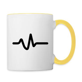Heartbeat, pulse - Contrasting Mug - white/yellow - Right