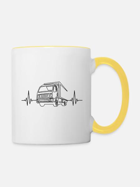 Fernfahrer LKW Fahrer Berufskraftfahrer - Tasse zweifarbig - Weiß/Gelb