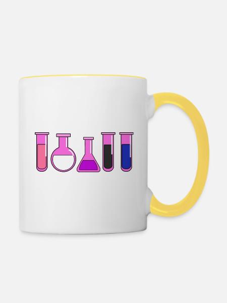 Genderfluid Pride Teströhrchen - Tasse zweifarbig - Weiß/Gelb