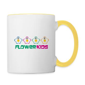 FLOWERKIDS (Row Logo) - Contrasting Mug - white/yellow - Right