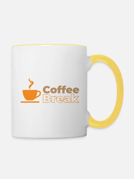 Kaffeepause - Tasse zweifarbig - Weiß/Gelb