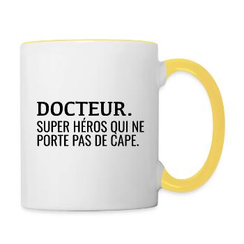 Docteur Définiton Humour - Mug contrasté - blanc/jaune - Droite