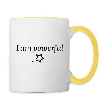 Ich bin mächtig - Tasse zweifarbig - Weiß/Gelb - Rechts