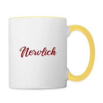 Mich muss man sich nervlich erstmal leisten können - Tasse zweifarbig - Weiß/Gelb - Rechts