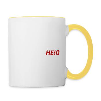 Sauna ist sie zu heiß Saunaclub Saunieren Aufguss - Tasse zweifarbig - Weiß/Gelb - Rechts