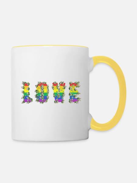 Liebe LGBT-Farben - Tasse zweifarbig - Weiß/Gelb