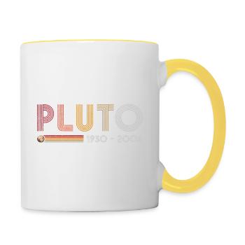 Pluto Vergessen Sie niemals Retro-Wissenschaft und Astronomie - Tasse zweifarbig - Weiß/Gelb - Rechts