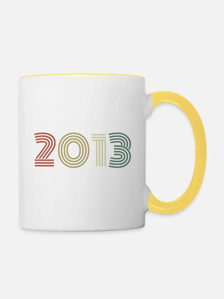 2013 Geburtstag Jahrgang 2013 Geschenk 2013 - Tasse zweifarbig - Weiß/Gelb