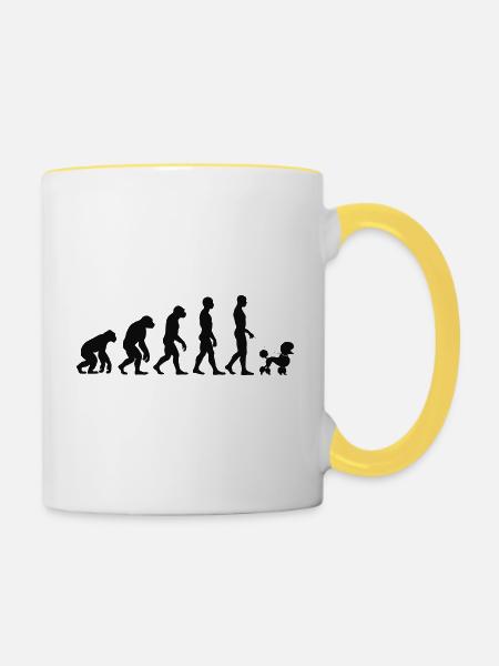 Pudel - Tasse zweifarbig - Weiß/Gelb
