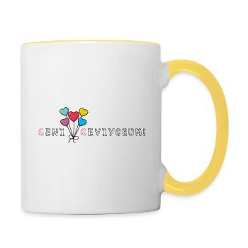 Herzluftballons mit "Seni Seviyorum" #I Love You - Tasse zweifarbig - Weiß/Gelb - Rechts