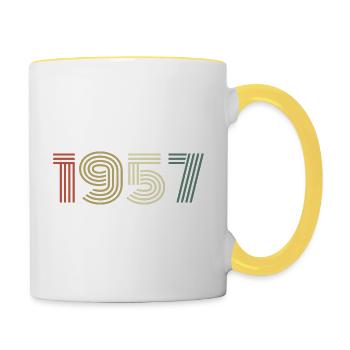 1957 Anniversaire Millésime 1957 Cadeau 1957 - Mug contrasté - blanc/jaune - Droite