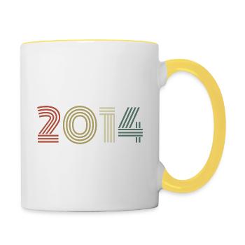 2014 Geburtstag Jahrgang 2014 Geschenk 2014 - Tasse zweifarbig - Weiß/Gelb - Rechts