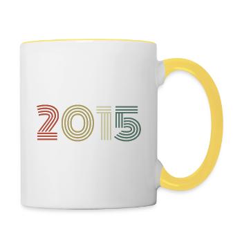 2015 Birthday Vintage 2015 Gift 2015 - Contrasting Mug - white/yellow - Right
