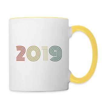 2019 Geburtstag Jahrgang 2019 Geschenk 2019 - Tasse zweifarbig - Weiß/Gelb - Rechts
