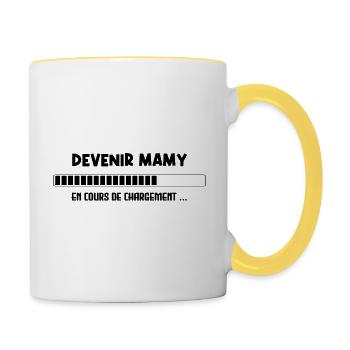 MAMIE EN COURS - FUTURE MAMIE - Mug contrasté - blanc/jaune - Droite