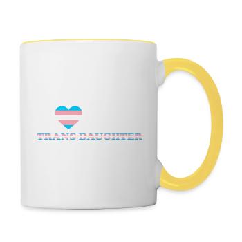 Ich liebe (Herz) meine Trans-Tochter - Tasse zweifarbig - Weiß/Gelb - Rechts