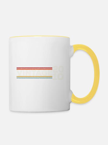 Jahrgang 2010 Geschenke Legende für 13 Jahre - 13. - Tasse zweifarbig - Weiß/Gelb