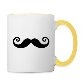 Moustache - Mug contrasté - blanc/jaune - Droite