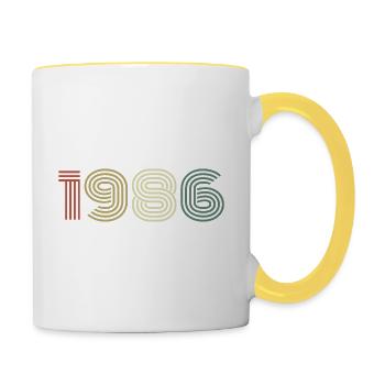 1986 Geburtstag Jahrgang 1986 Geschenk 1986 - Tasse zweifarbig - Weiß/Gelb - Rechts