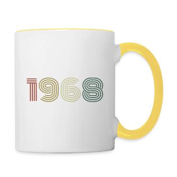 1968 Anniversaire Millésime 1968 Cadeau 1968 - Mug contrasté - blanc/jaune - Droite