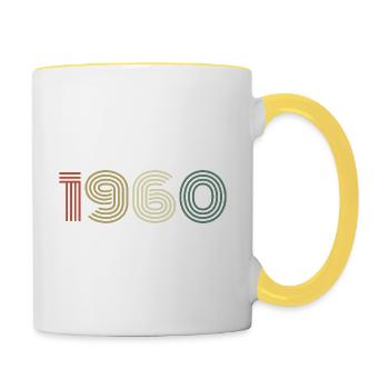 Anniversaire des années 1960 Vintage Cadeau des années 1960 Années 1960 - Mug contrasté - blanc/jaune - Droite