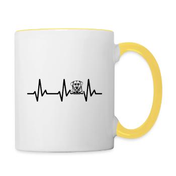 Labrador heartbeat - Contrasting Mug - white/yellow - Right