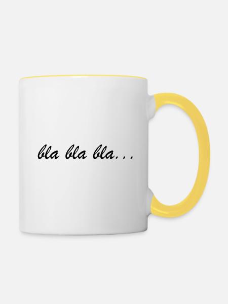 bla bla bla - Tasse zweifarbig - Weiß/Gelb