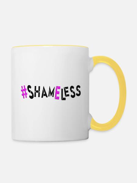 #shameless flagrant unabashed barefaced - Tasse zweifarbig - Weiß/Gelb
