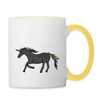 Licorne rapide - Mug contrasté - blanc/jaune - Droite