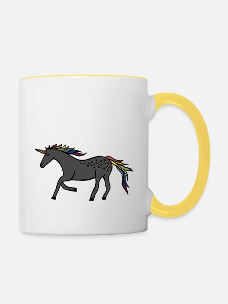 Fast Unicorn - Contrasting Mug - white/yellow