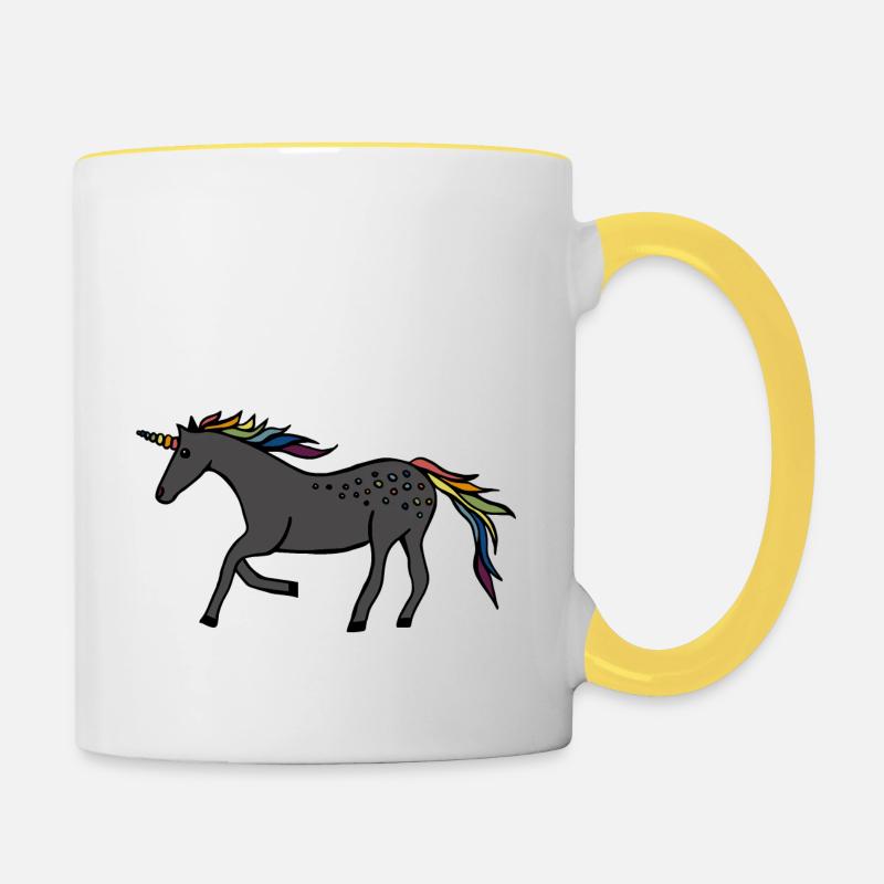 Fast Unicorn - Contrasting Mug - white/yellow