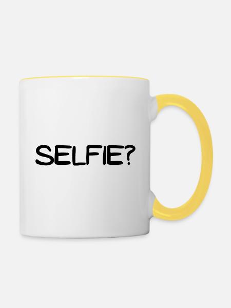 Selfie - Tasse zweifarbig - Weiß/Gelb