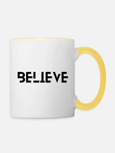 Believe - Tasse zweifarbig - Weiß/Gelb
