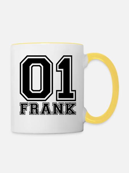 Frank - Name - Tasse zweifarbig - Weiß/Gelb