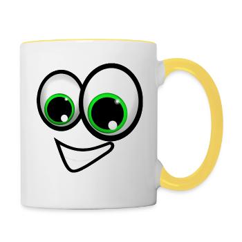 Gesicht Comic - Tasse zweifarbig - Weiß/Gelb - Rechts