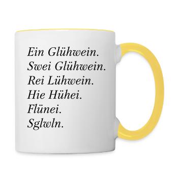 Glühwein Abend - Tasse zweifarbig - Weiß/Gelb - Rechts