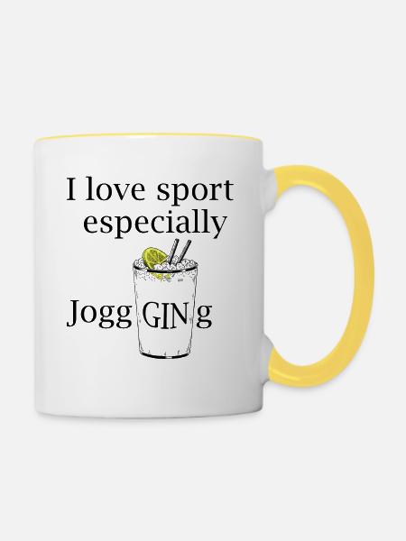 Jogging (Gin Tonic) - Tasse zweifarbig - Weiß/Gelb