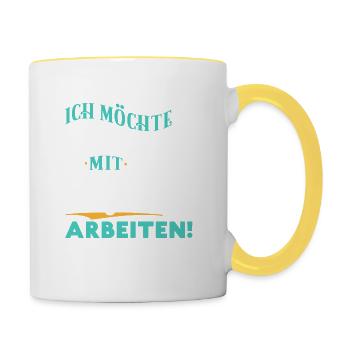 Ich möchte einmal mit Profis arbeiten - Arbeit Job - Tasse zweifarbig - Weiß/Gelb - Rechts