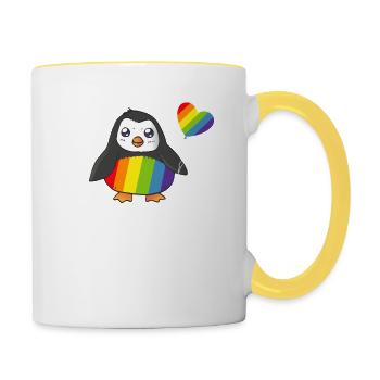LGBT penguin gay pride penguin LGBTQ rainbow - Contrasting Mug - white/yellow - Right