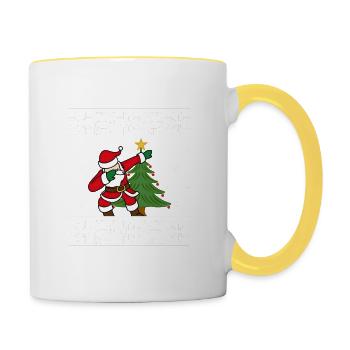 Weihnachten Santa Dabbing Weihnachtsmann Dab - Tasse zweifarbig - Weiß/Gelb - Rechts