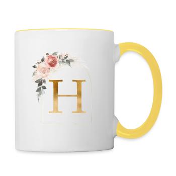 Monogramme personnalisable H Flower Arch - Mug contrasté - blanc/jaune - Droite