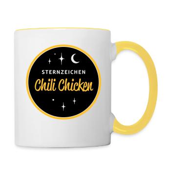Sternzeichen Chili Chicken - Tasse zweifarbig - Weiß/Gelb - Rechts