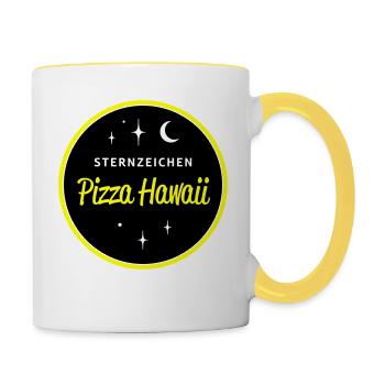 Sternzeichen Pizza Hawaii - Tasse zweifarbig - Weiß/Gelb - Rechts